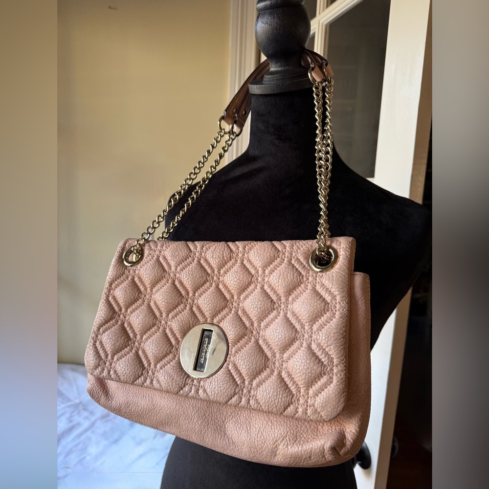 Kate Spade Quilted Leather Gold Chain-Handle Shoulder Bag in Blush Pink